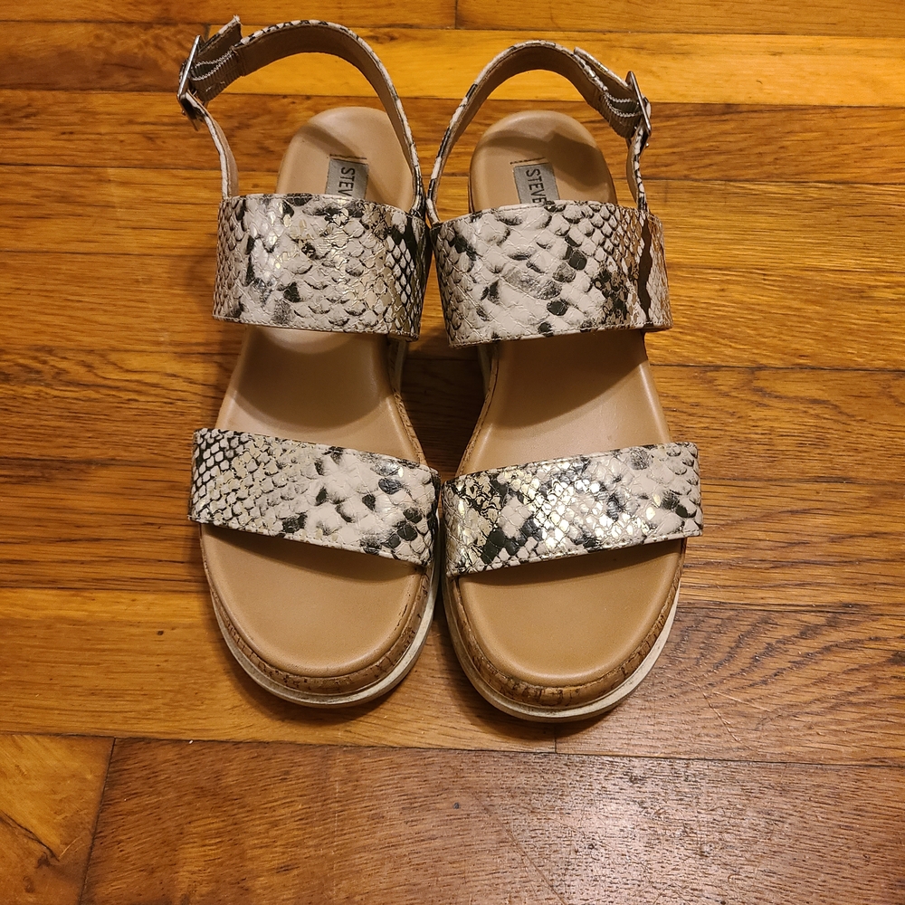 Steve Madden Snake Print Sandals - Black and Cream